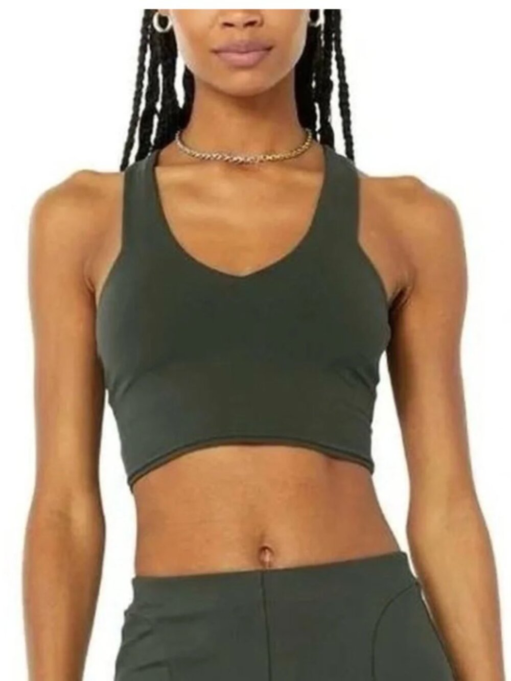 Alo Airbrush Real Bra Tank Dark Cactus Medium